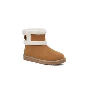 Koolaburra by UGG Barlee Mini Chestnut Suede Faux Fur Boots Womens 7